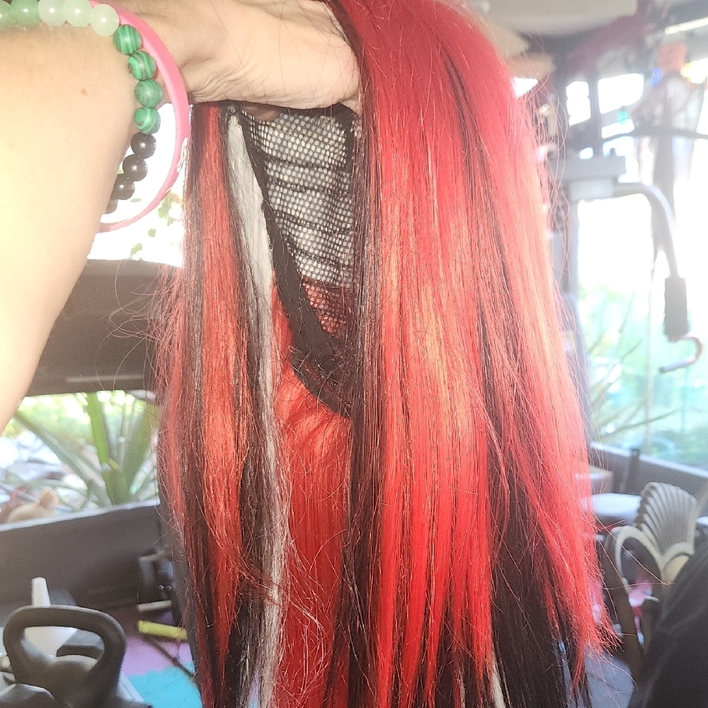 Vibrant Red and Black Hair Wig